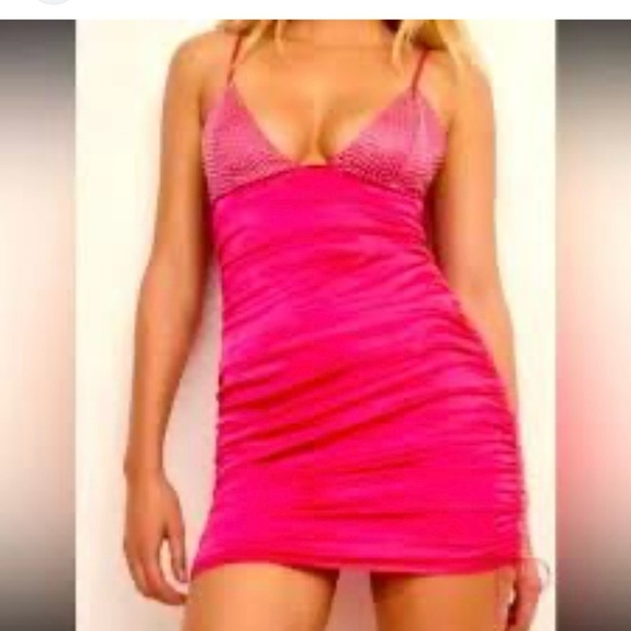 For Love And Lemons Mirage Mirrord Hot Pink Mini Dress or Lingerie M NWT - Picture 6 of 16